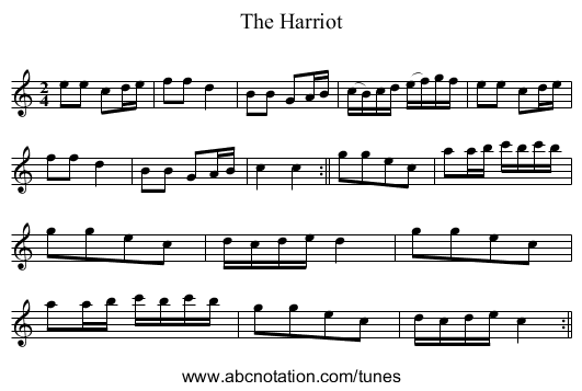 The Harriot - staff notation