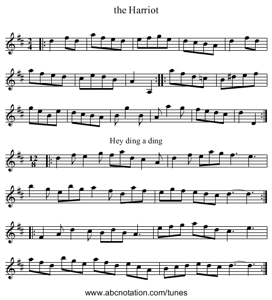 the Harriot - staff notation