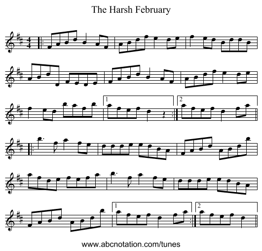 The Harsh February - staff notation