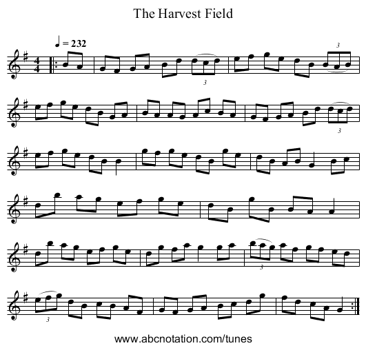 The Harvest Field - staff notation
