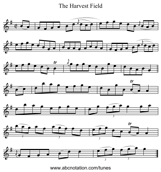The Harvest Field - staff notation
