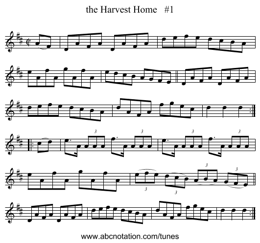 the Harvest Home   #1 - staff notation