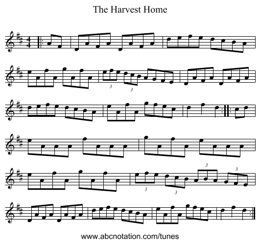 The Harvest Home - staff notation