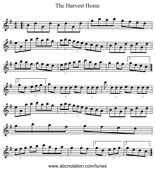 The Harvest Home - staff notation