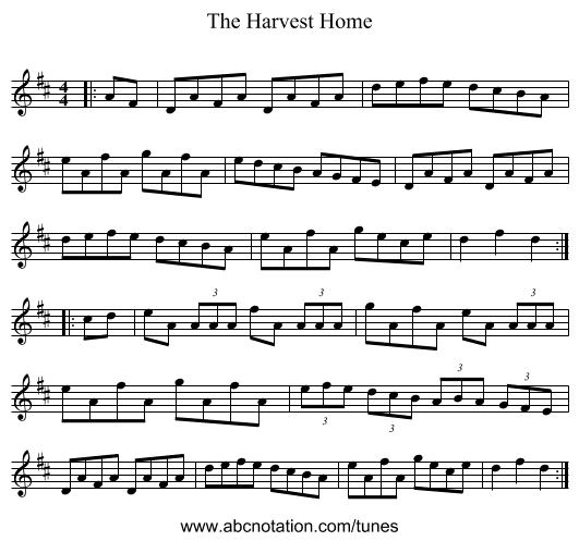 The Harvest Home - staff notation