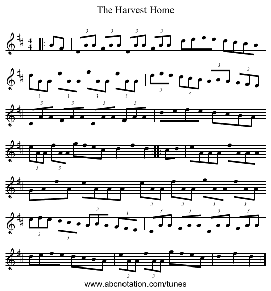 The Harvest Home - staff notation