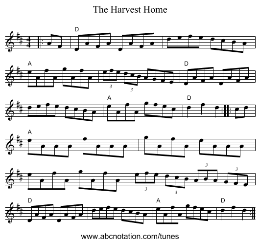 The Harvest Home - staff notation