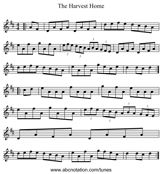 The Harvest Home - staff notation