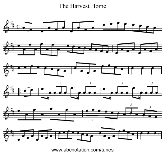 The Harvest Home - staff notation