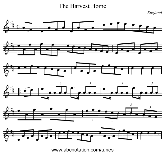 The Harvest Home - staff notation