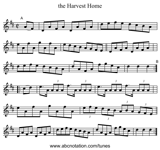 the Harvest Home - staff notation