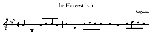 the Harvest is in - staff notation