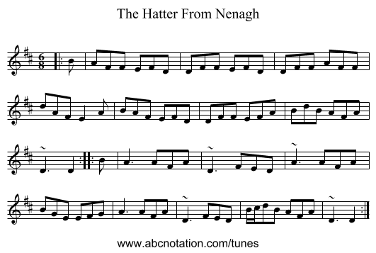 The Hatter From Nenagh - staff notation