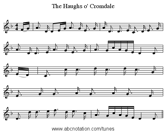 The Haughs o' Cromdale - staff notation