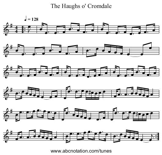 The Haughs o' Cromdale - staff notation