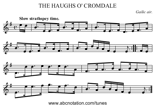 THE HAUGHS O' CROMDALE - staff notation