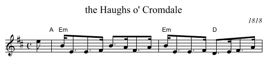 the Haughs o' Cromdale - staff notation