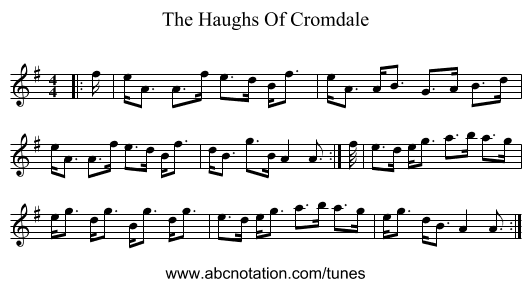 The Haughs Of Cromdale - staff notation