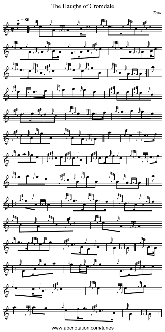 The Haughs of Cromdale - staff notation