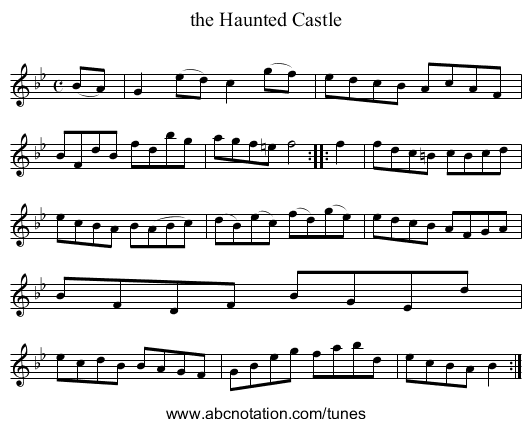 the Haunted Castle - staff notation