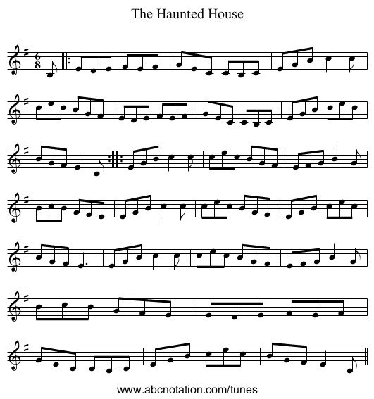 The Haunted House - staff notation