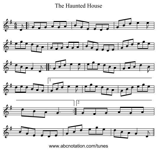 The Haunted House - staff notation