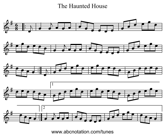 The Haunted House - staff notation