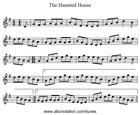 The Haunted House - staff notation