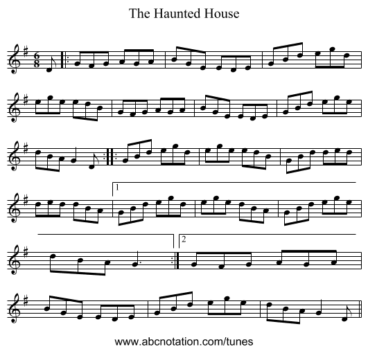 The Haunted House - staff notation