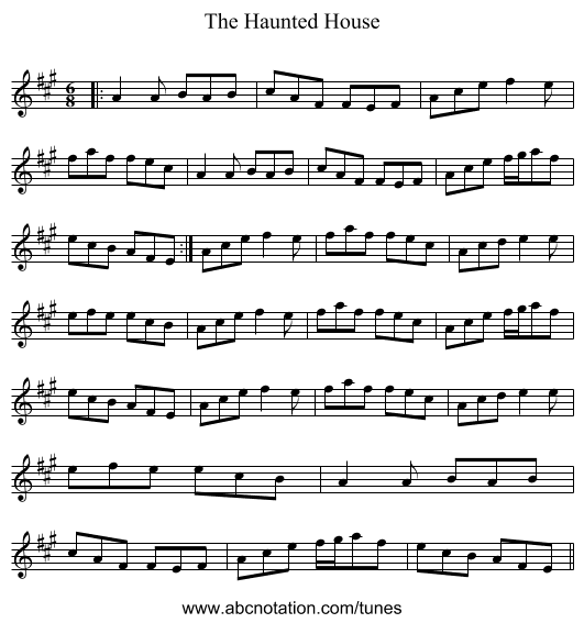 The Haunted House - staff notation