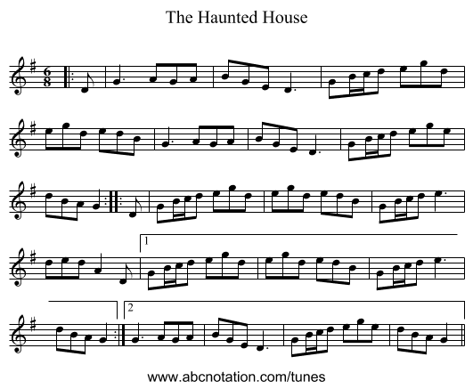 The Haunted House - staff notation