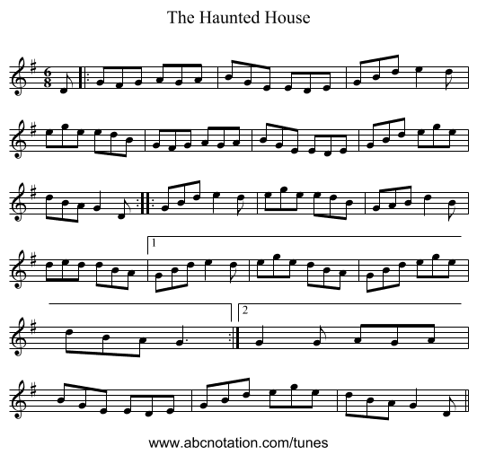 The Haunted House - staff notation