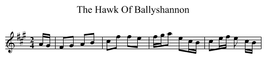 The Hawk Of Ballyshannon - staff notation