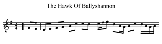 The Hawk Of Ballyshannon - staff notation