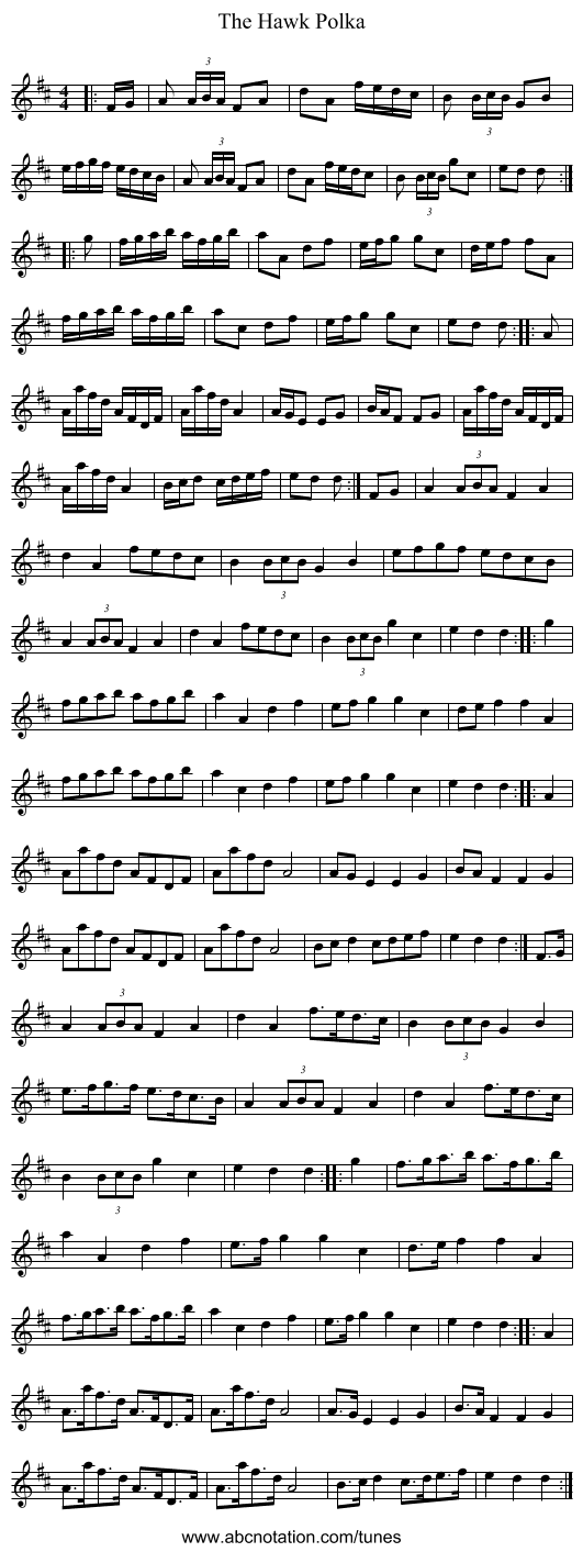 The Hawk Polka - staff notation