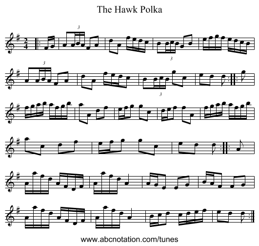 The Hawk Polka - staff notation