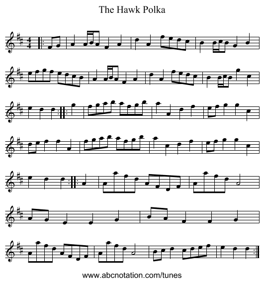 The Hawk Polka - staff notation
