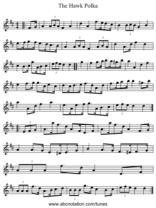 The Hawk Polka - staff notation