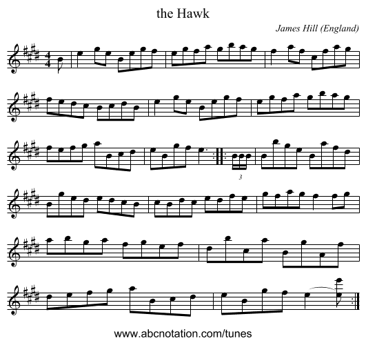 the Hawk - staff notation