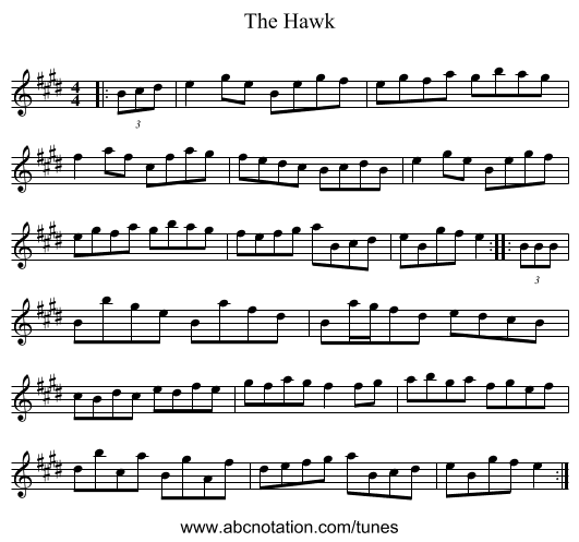 The Hawk - staff notation