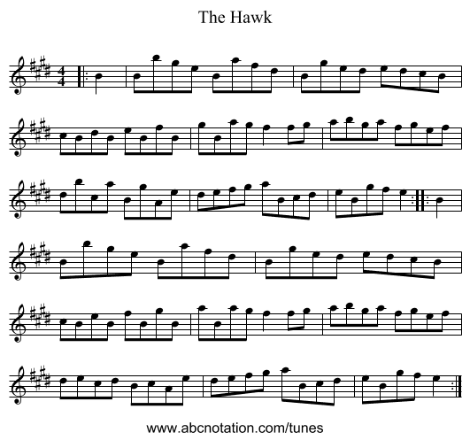 The Hawk - staff notation