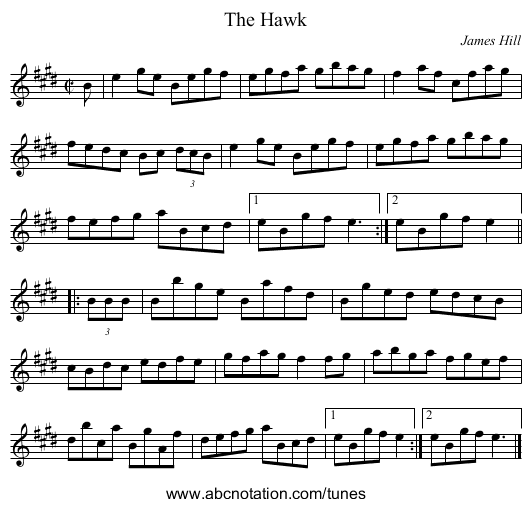 The Hawk - staff notation