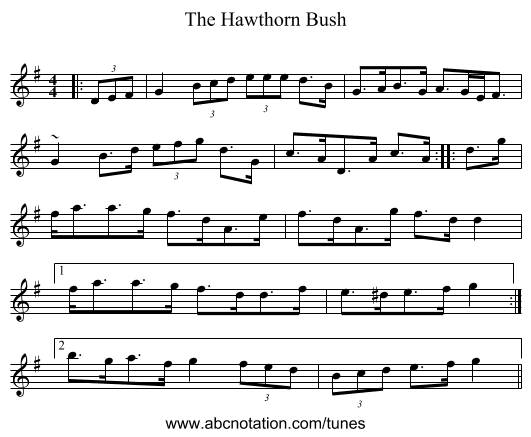 The Hawthorn Bush - staff notation
