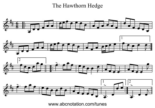 The Hawthorn Hedge - staff notation
