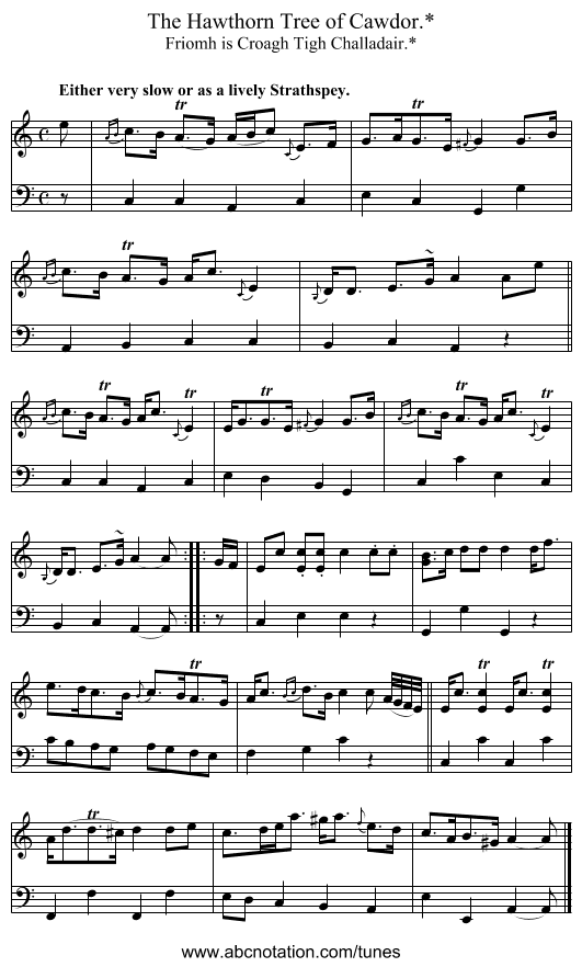 The Hawthorn Tree of Cawdor.* - staff notation