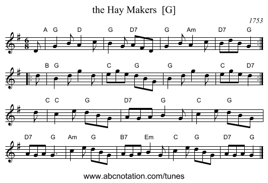 the Hay Makers  [G] - staff notation