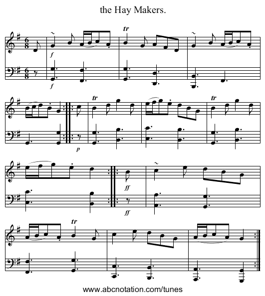 the Hay Makers. - staff notation