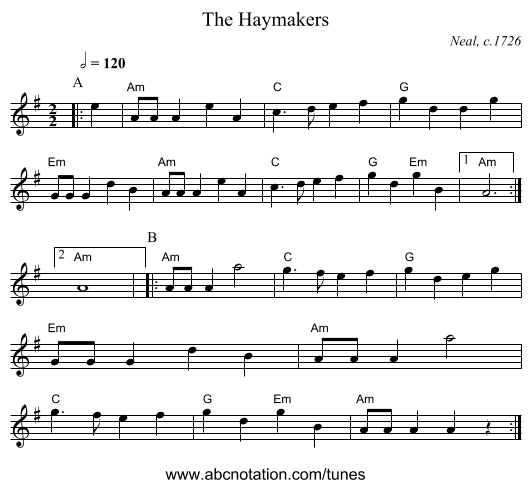 The Haymakers - staff notation