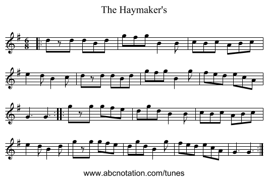 The Haymaker's - staff notation