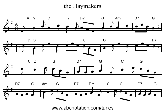 the Haymakers - staff notation